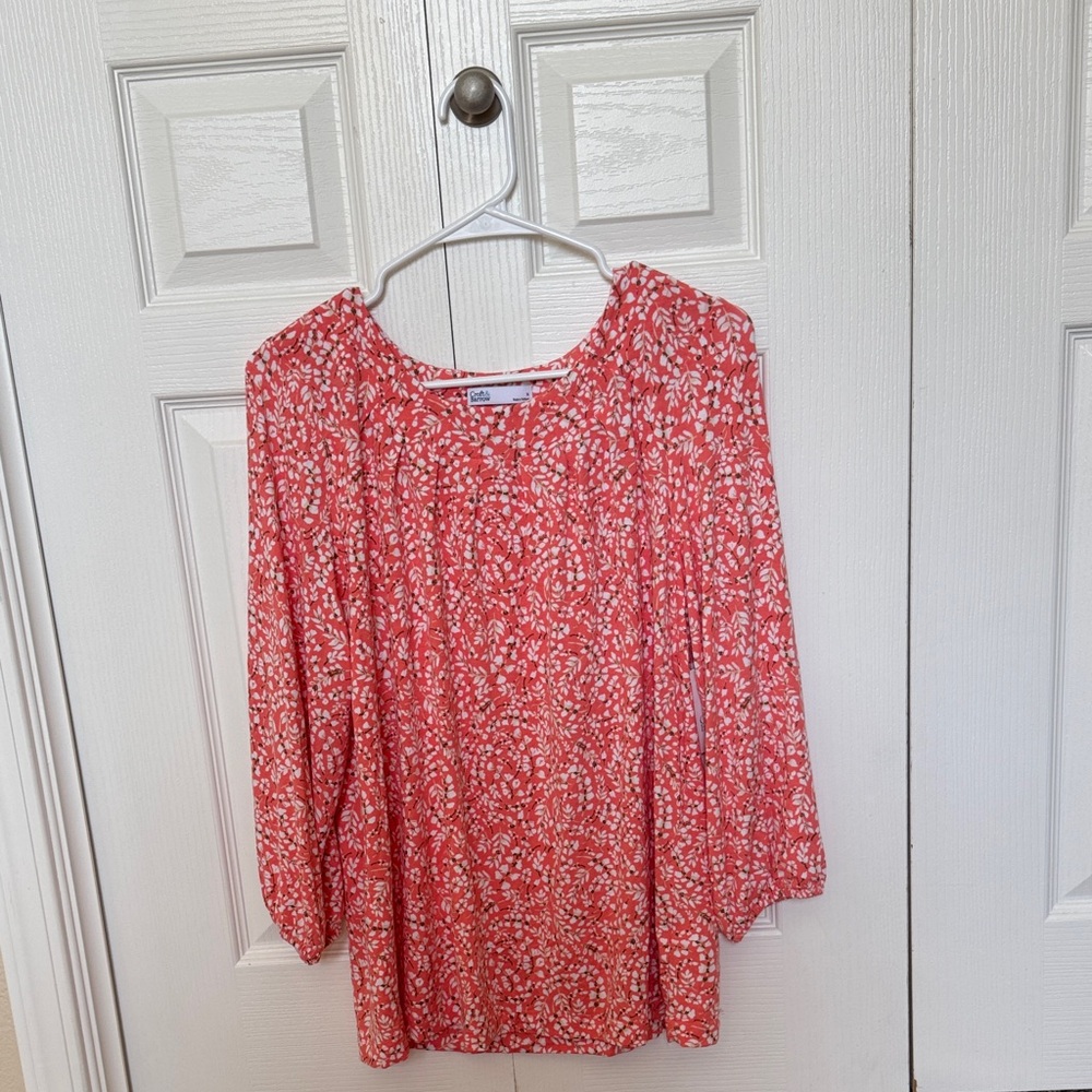 Croft & Barrow Coral and White Patterned Blouse